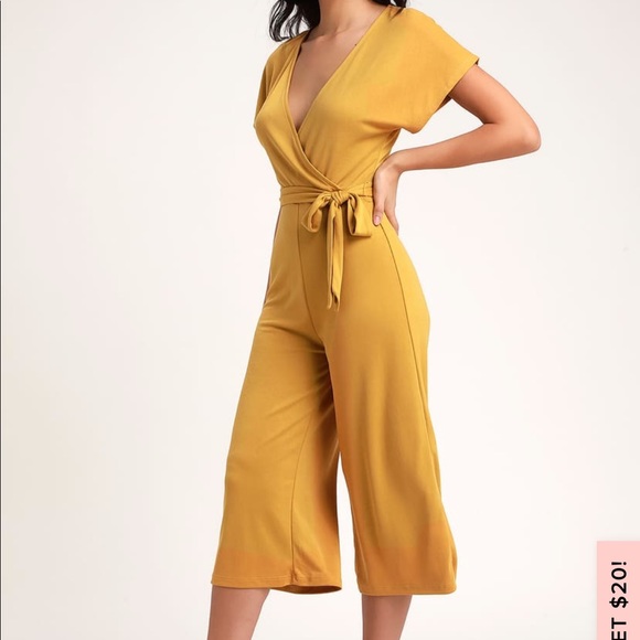 mustard culotte jumpsuit